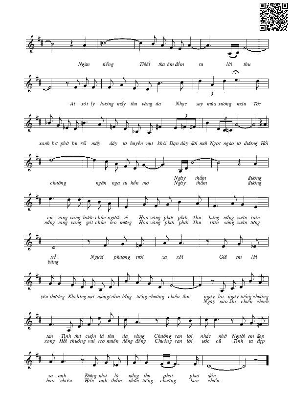 Page 6 of Sheet music PDF Tiếng chuông chiều thu - Tô Vũ