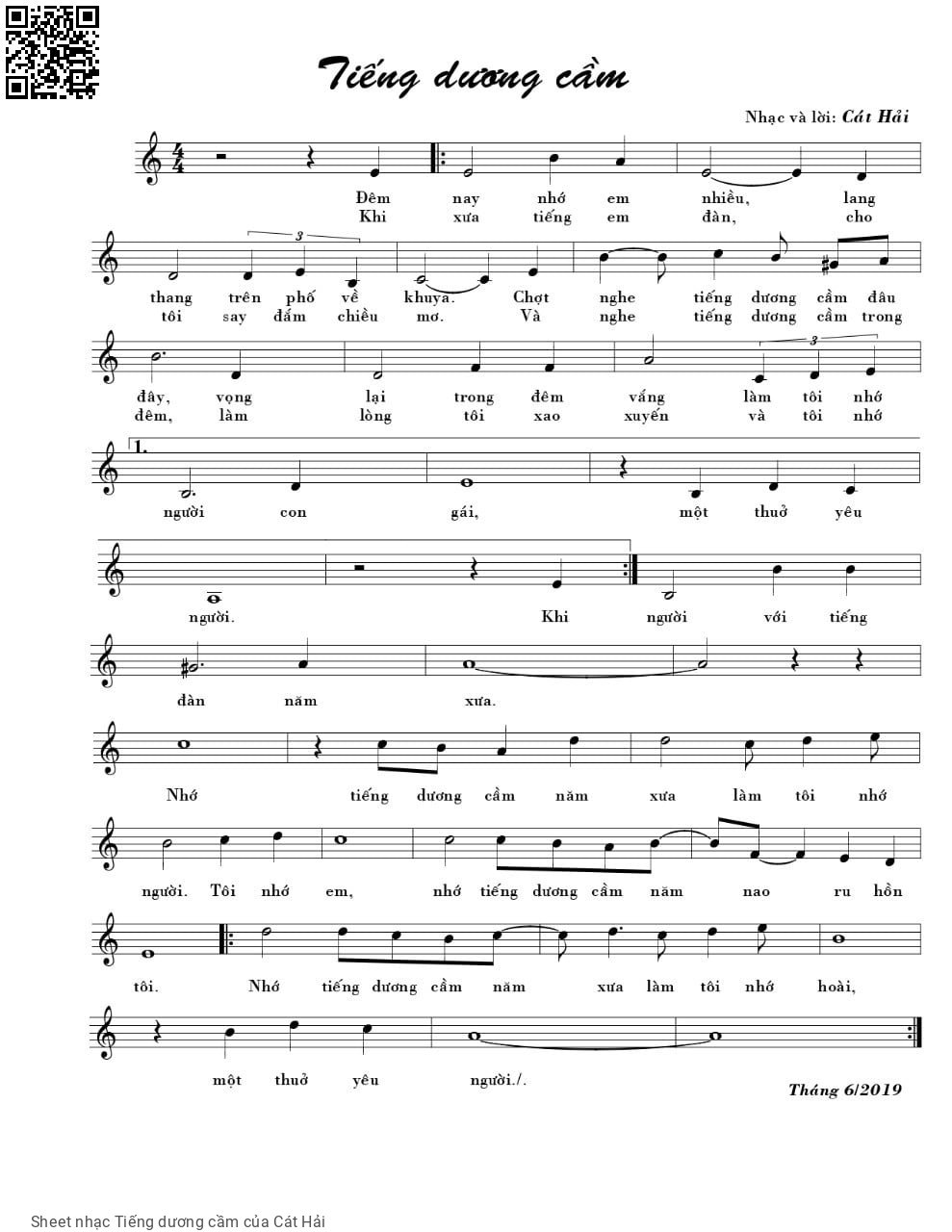 Sheet PDF of Tiếng dương cầm