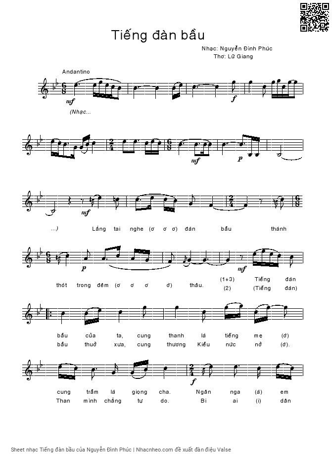 Sheet PDF of Tiếng đàn bầu