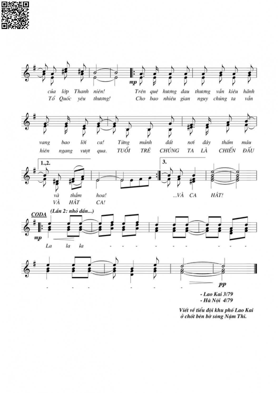 Page 2 of Sheet music PDF Tiếng đàn bên bờ sông biên giới - Phạm Tuyên
