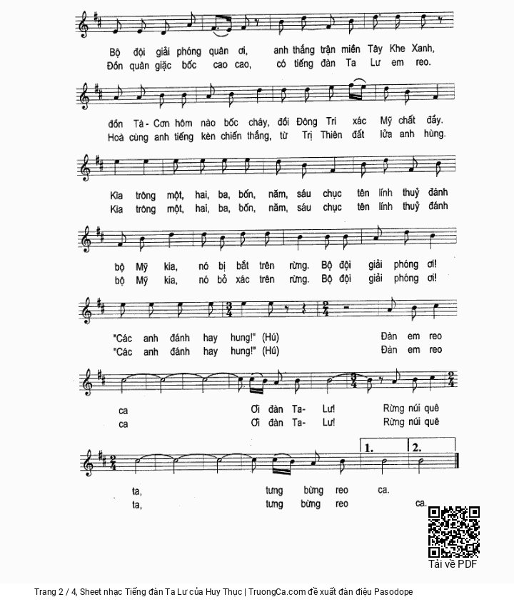 Page 2 of Sheet music PDF Tiếng đàn Ta Lư - Huy Thục