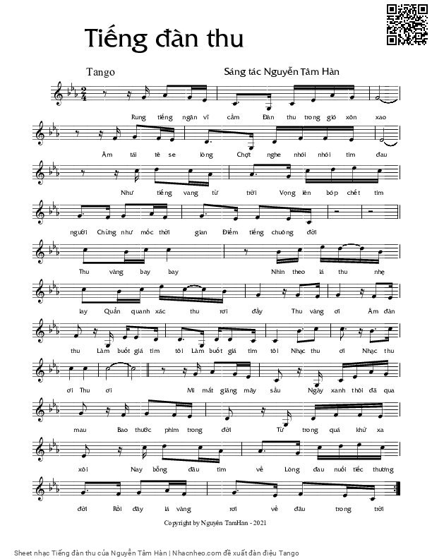 Sheet PDF of Tiếng đàn thu