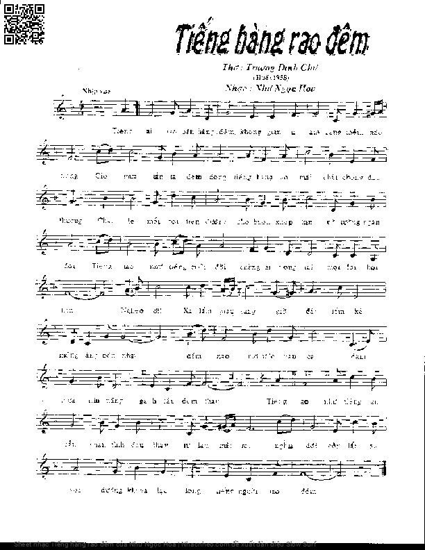 Page 1 of Sheet music PDF Tiếng hàng rao đêm - Như Ngọc Hoa
