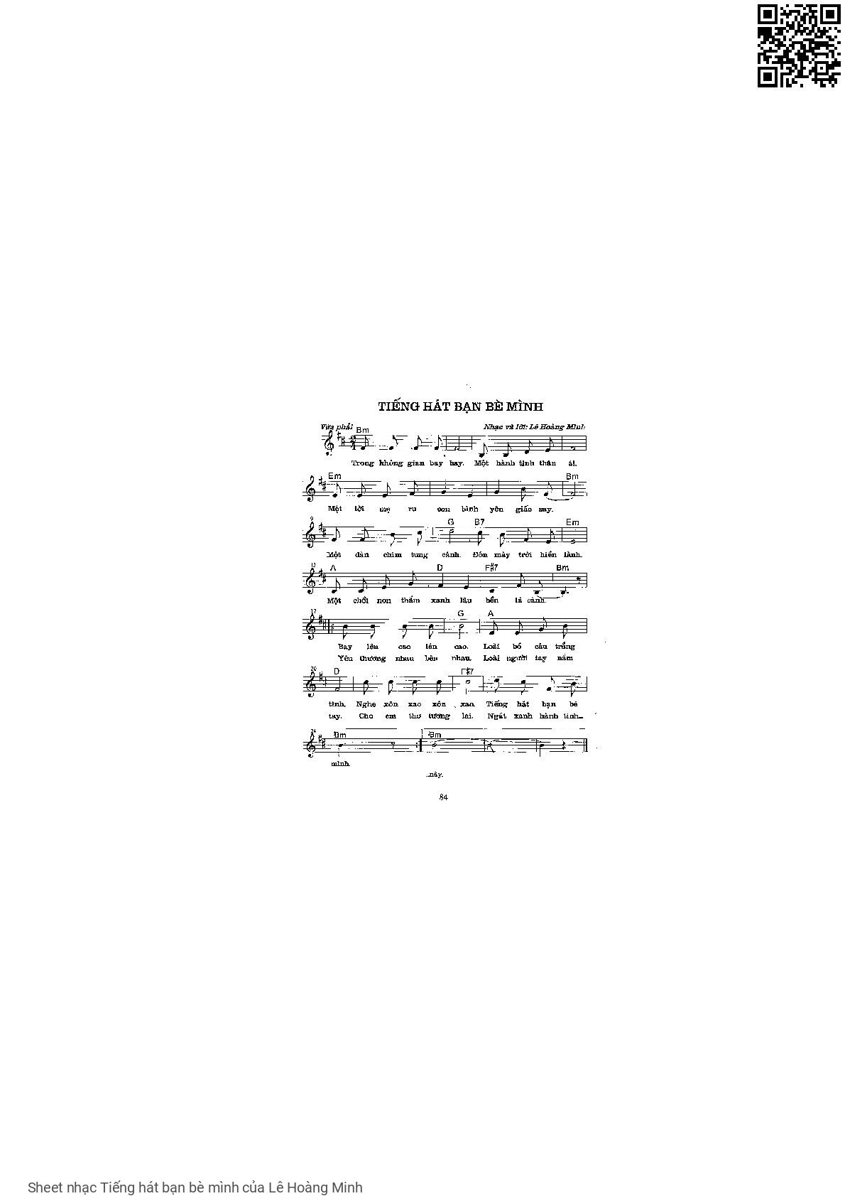 Page 1 of Sheet music PDF Tiếng hát bạn bè mình - Lê Hoàng Minh