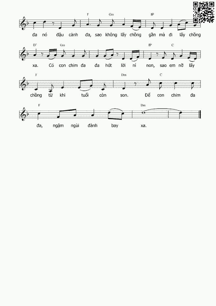Page 2 of Sheet music PDF Tiếng hát chim đa đa - Võ Đông Điền