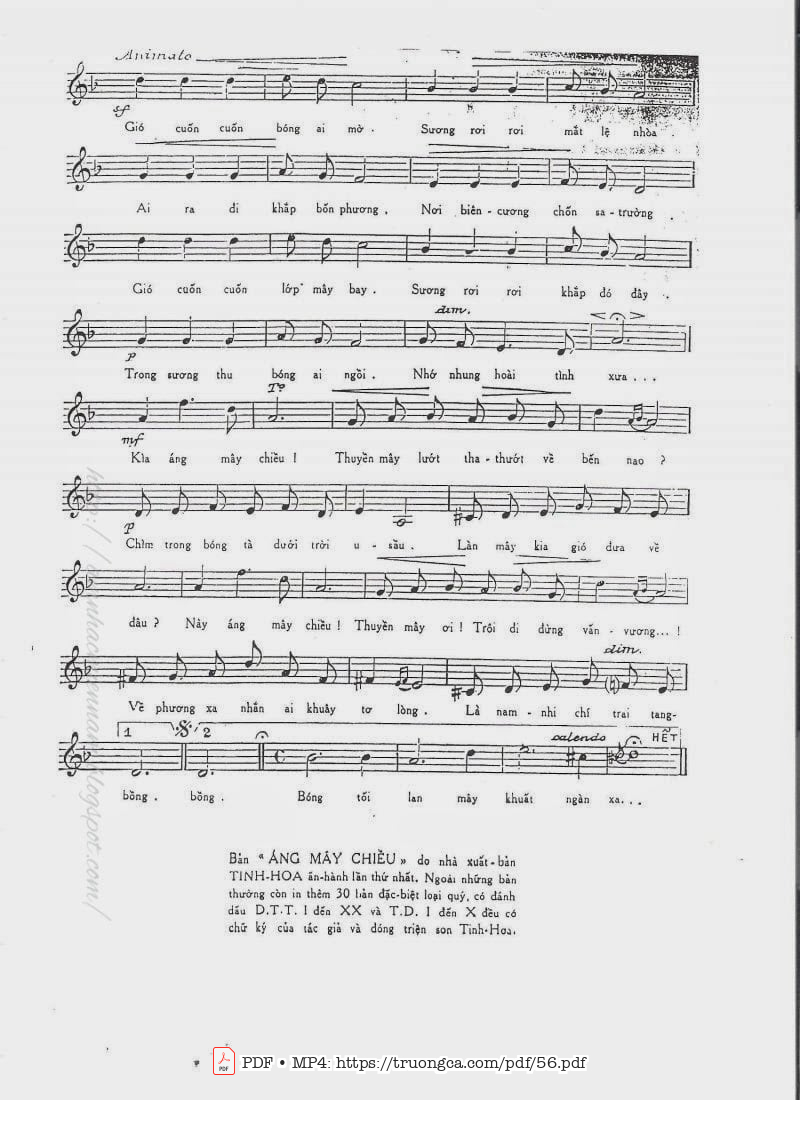 Page 3 of Sheet music PDF Áng mây chiều - Dương Thiệu Tước