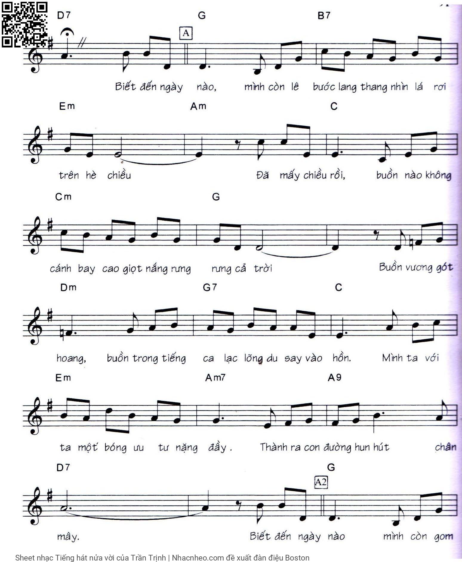 Page 2 of Sheet music PDF Tiếng hát nửa vời - Trần Trịnh