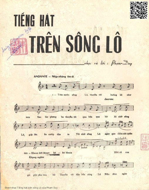 Page 2 of Sheet music PDF Tiếng hát trên sông Lô - Phạm Duy