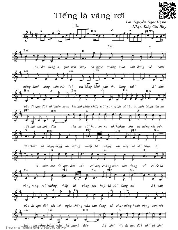 Sheet PDF of Tiếng lá vàng rơi