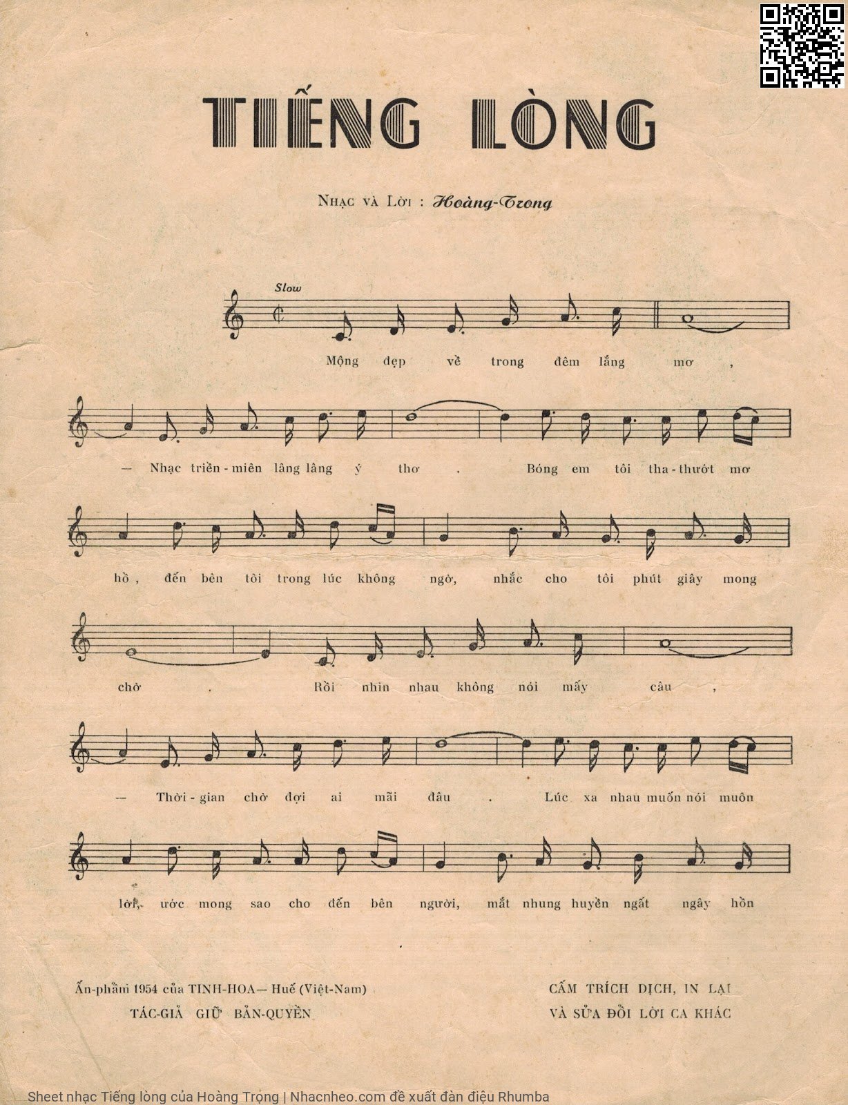 Page 2 of Sheet music PDF Tiếng lòng - Hoàng Trọng