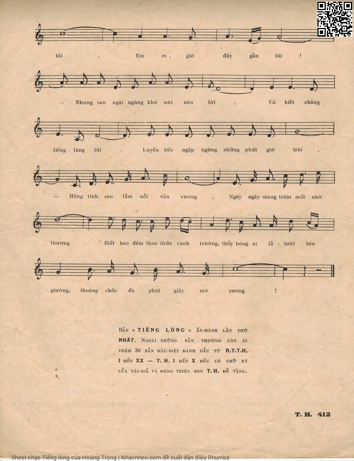 Page 3 of Sheet music PDF Tiếng lòng - Hoàng Trọng