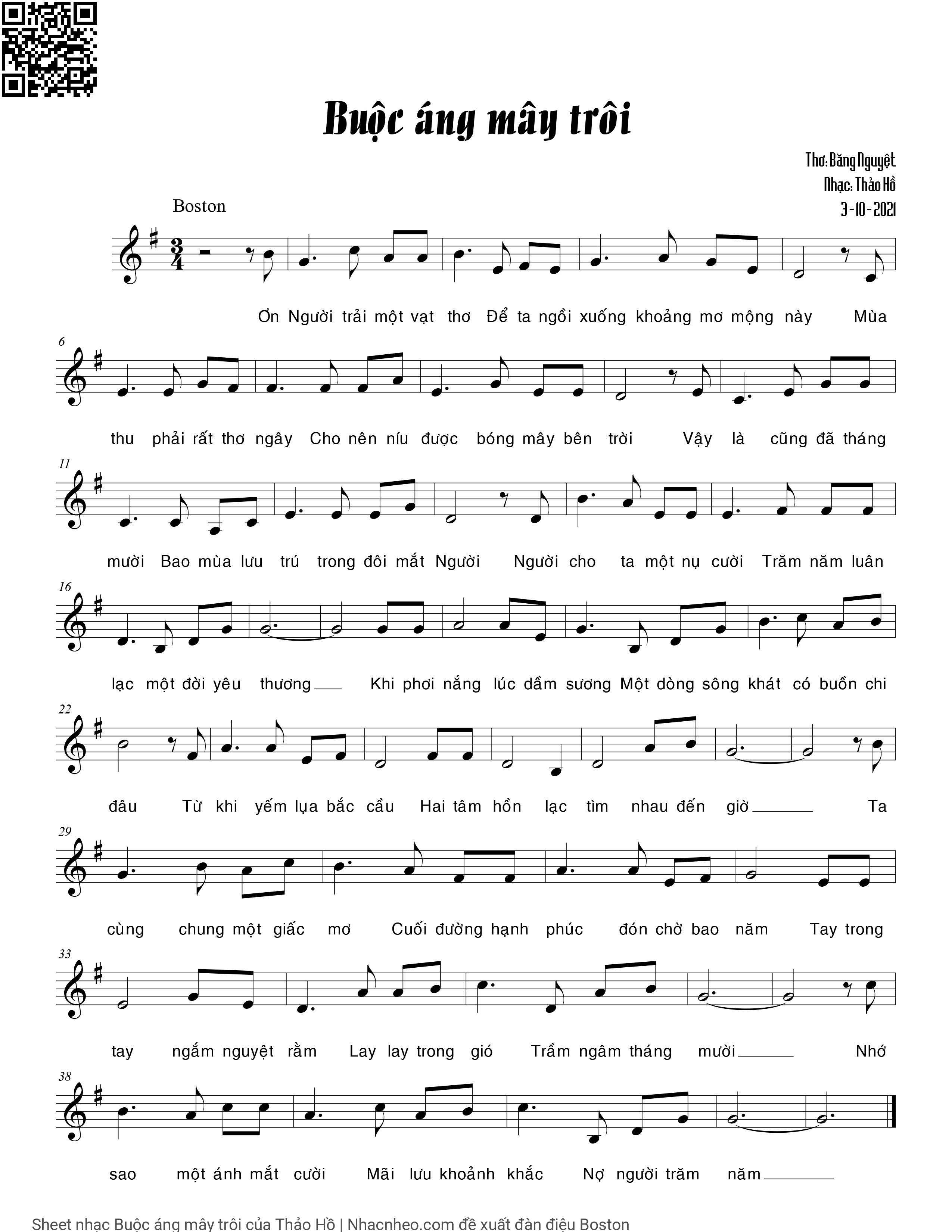 Sheet PDF of Buộc áng mây trôi