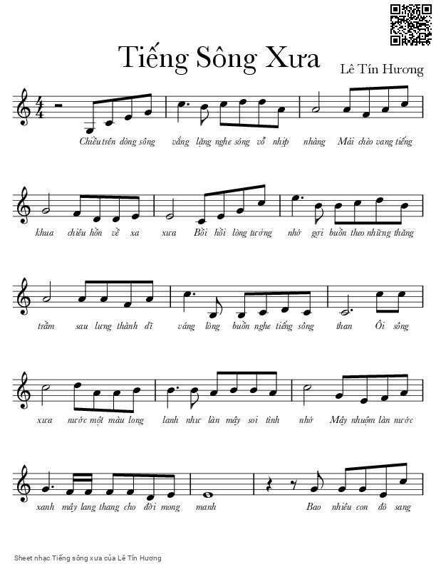 Sheet PDF of Tiếng sông xưa