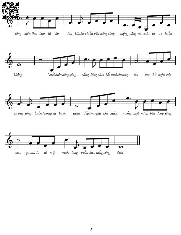 Page 2 of Sheet music PDF Tiếng sông xưa - Lê Tín Hương