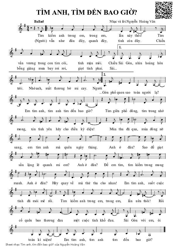 Page 4 of Sheet music PDF Tìm anh, tìm đến bao giờ? - Nguyễn Hoàng Văn
