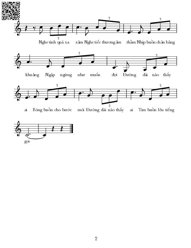 Page 2 of Sheet music PDF Tim buồn lên tiếng gọi - Lê Tín Hương