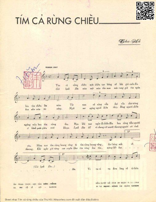 Page 2 of Sheet music PDF Tím cả rừng chiều - Thu Hồ