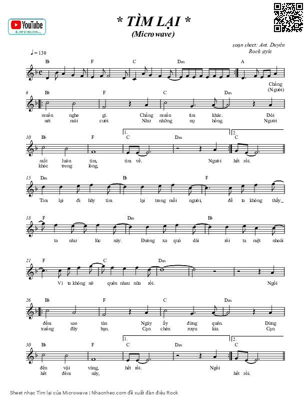 Page 1 of Sheet music PDF Tìm lại - Microwave