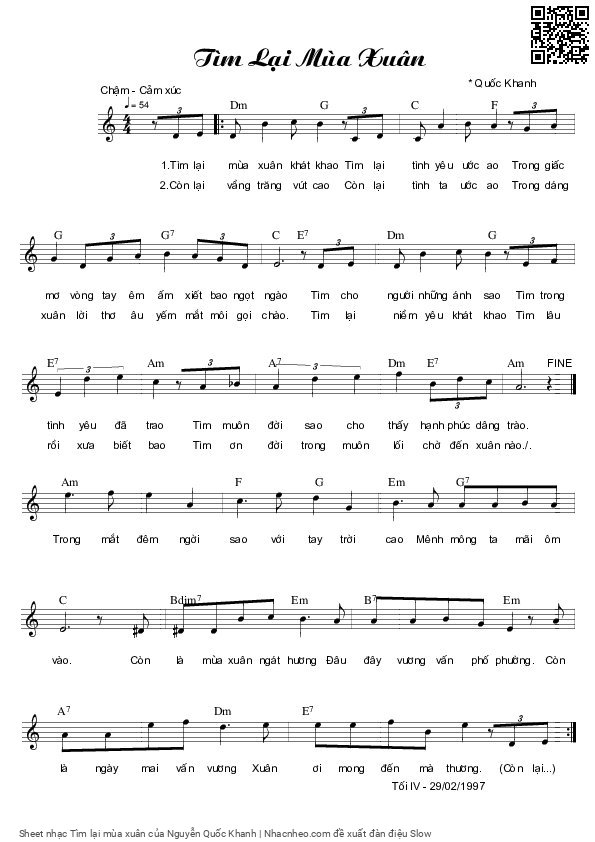 Sheet PDF of Tìm lại mùa xuân