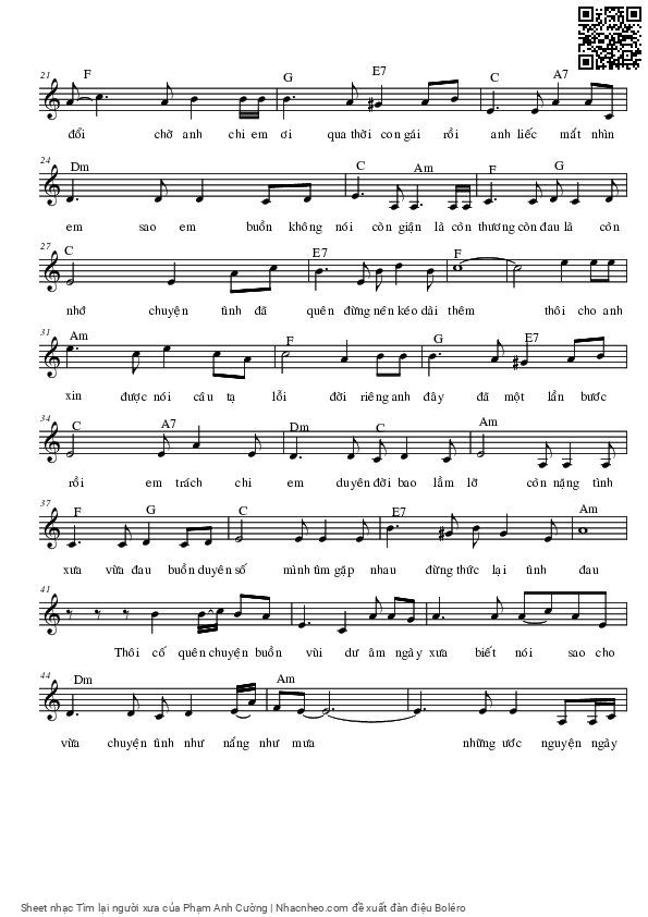 Page 2 of Sheet music PDF Tìm lại người xưa - Phạm Anh Cường
