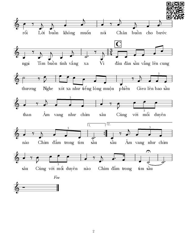 Page 2 of Sheet music PDF Tim sầu - Lê Tín Hương