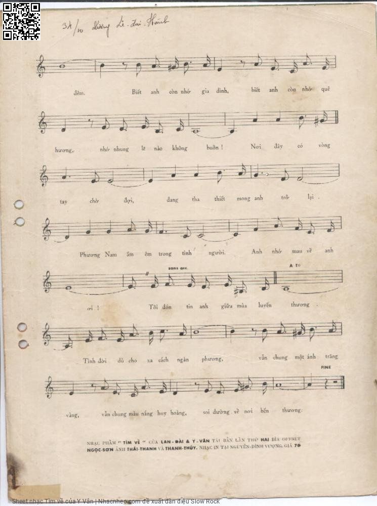 Page 3 of Sheet music PDF Tìm về - Y Vân