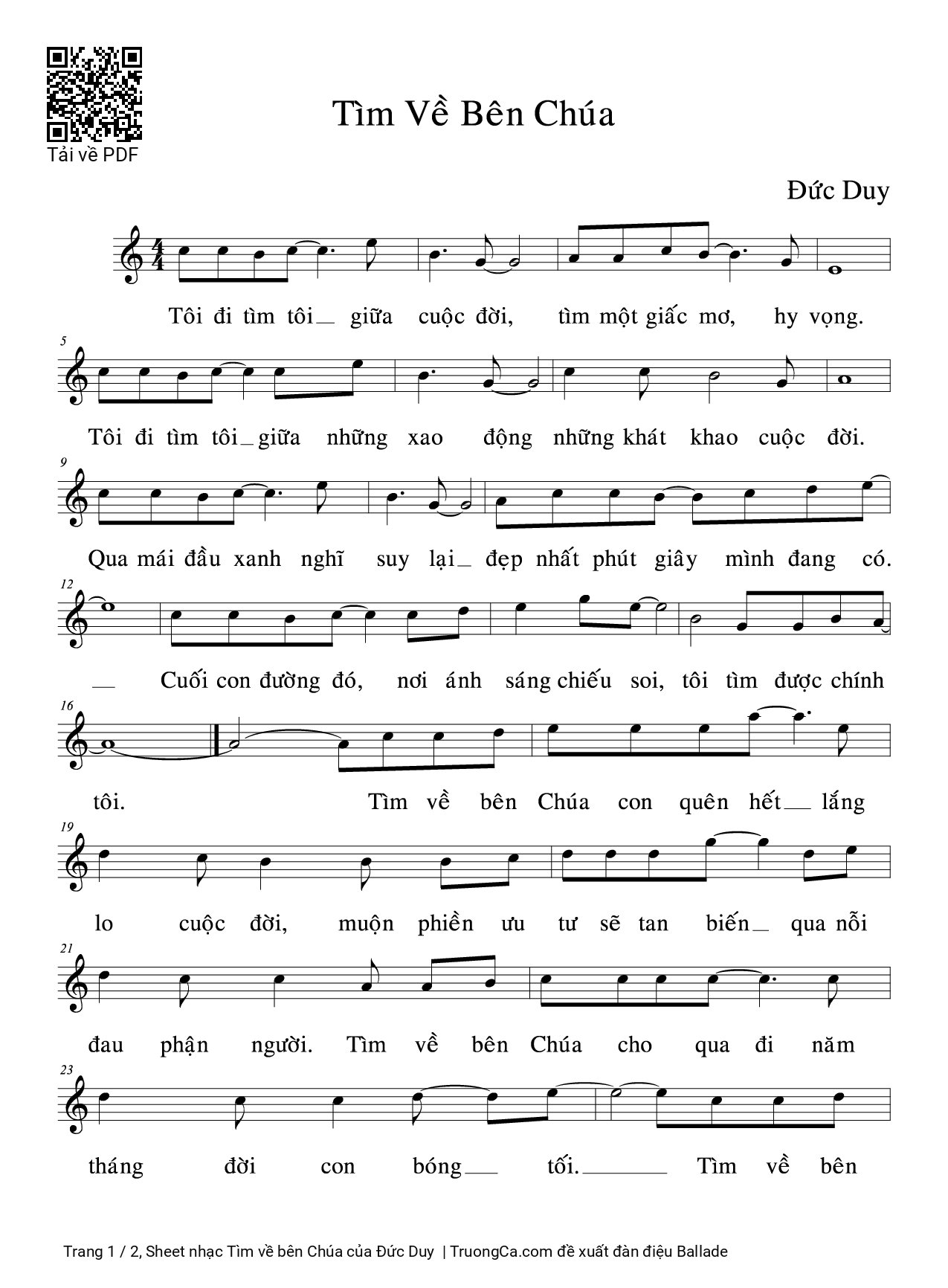 Sheet PDF of Tìm về bên Chúa