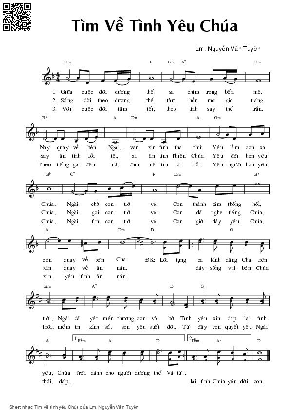 Page 1 of Sheet music PDF Tìm về tình yêu Chúa - Lm. Nguyễn Văn Tuyên