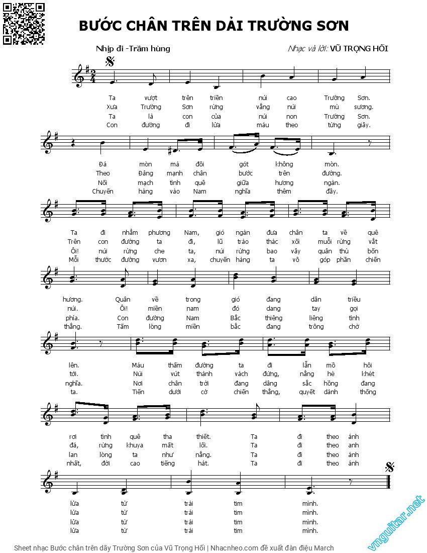 Sheet PDF of Bước chân trên dãy Trường Sơn