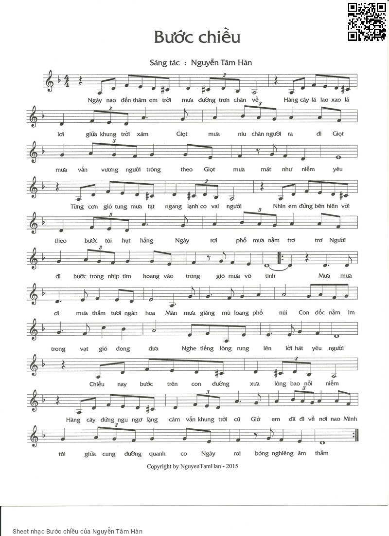 Page 1 of Sheet music PDF Bước chiều - Nguyễn Tâm Hàn