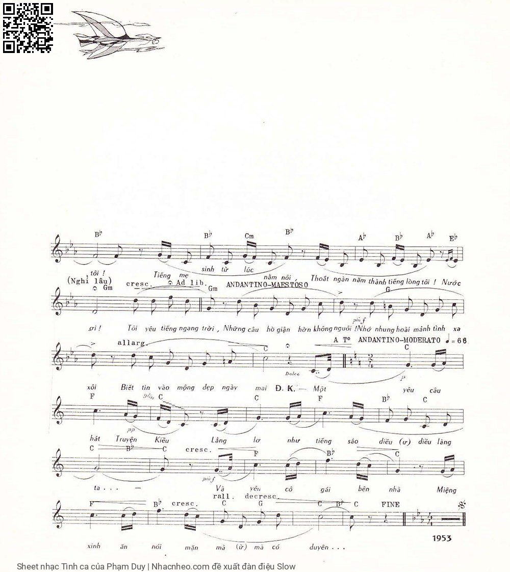 Page 2 of Sheet music PDF Tình ca - Phạm Duy