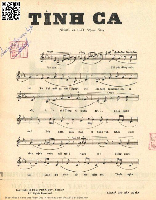 Page 4 of Sheet music PDF Tình ca - Phạm Duy