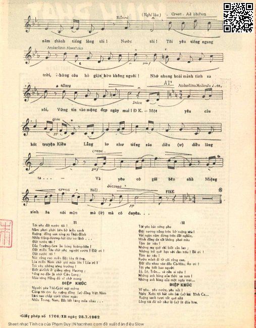 Page 5 of Sheet music PDF Tình ca - Phạm Duy