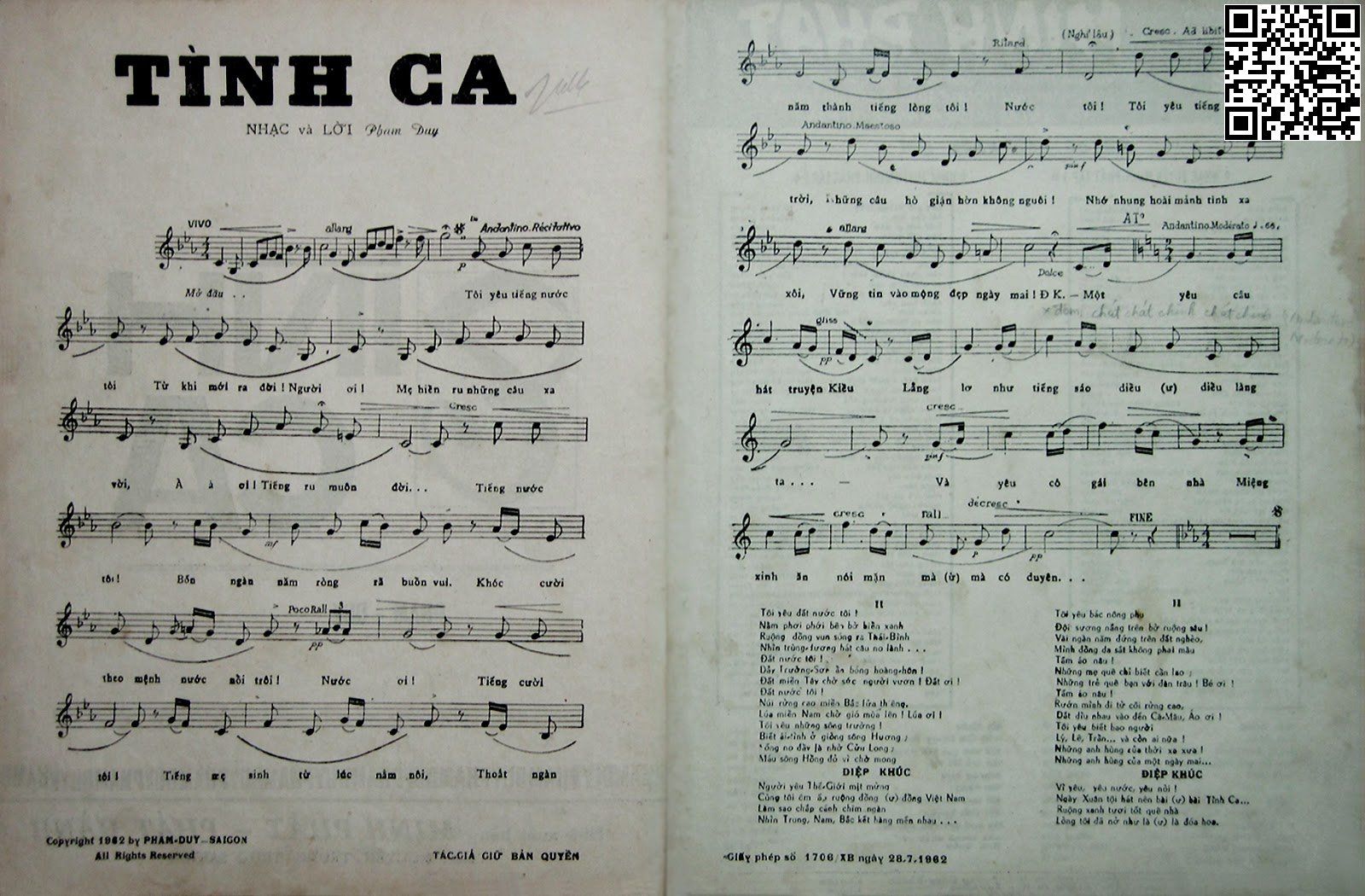 Page 7 of Sheet music PDF Tình ca - Phạm Duy