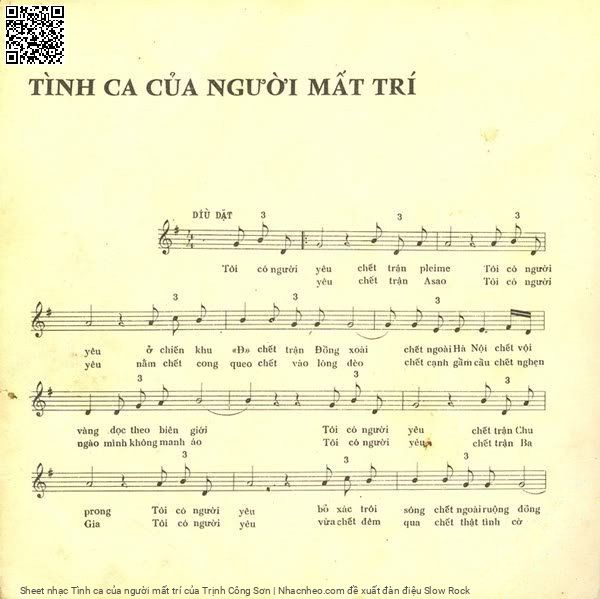 Sheet PDF of Tình ca của người mất trí
