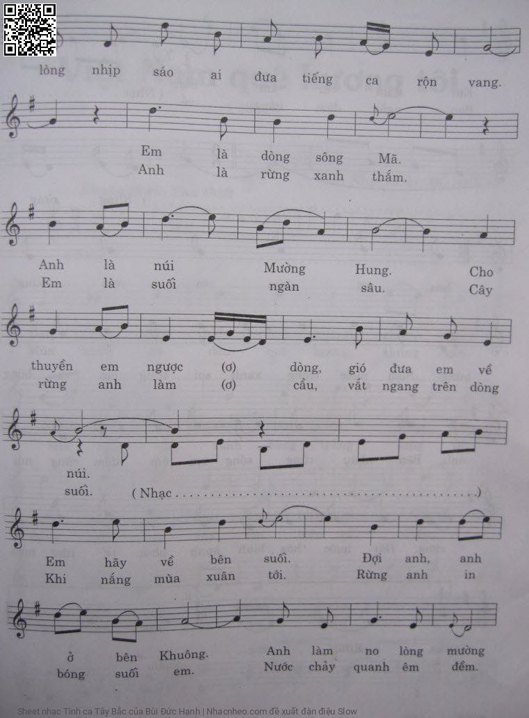 Page 2 of Sheet music PDF Tình ca Tây Bắc - Bùi Đức Hạnh