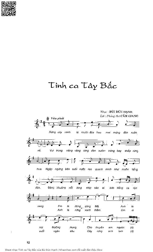 Page 4 of Sheet music PDF Tình ca Tây Bắc - Bùi Đức Hạnh