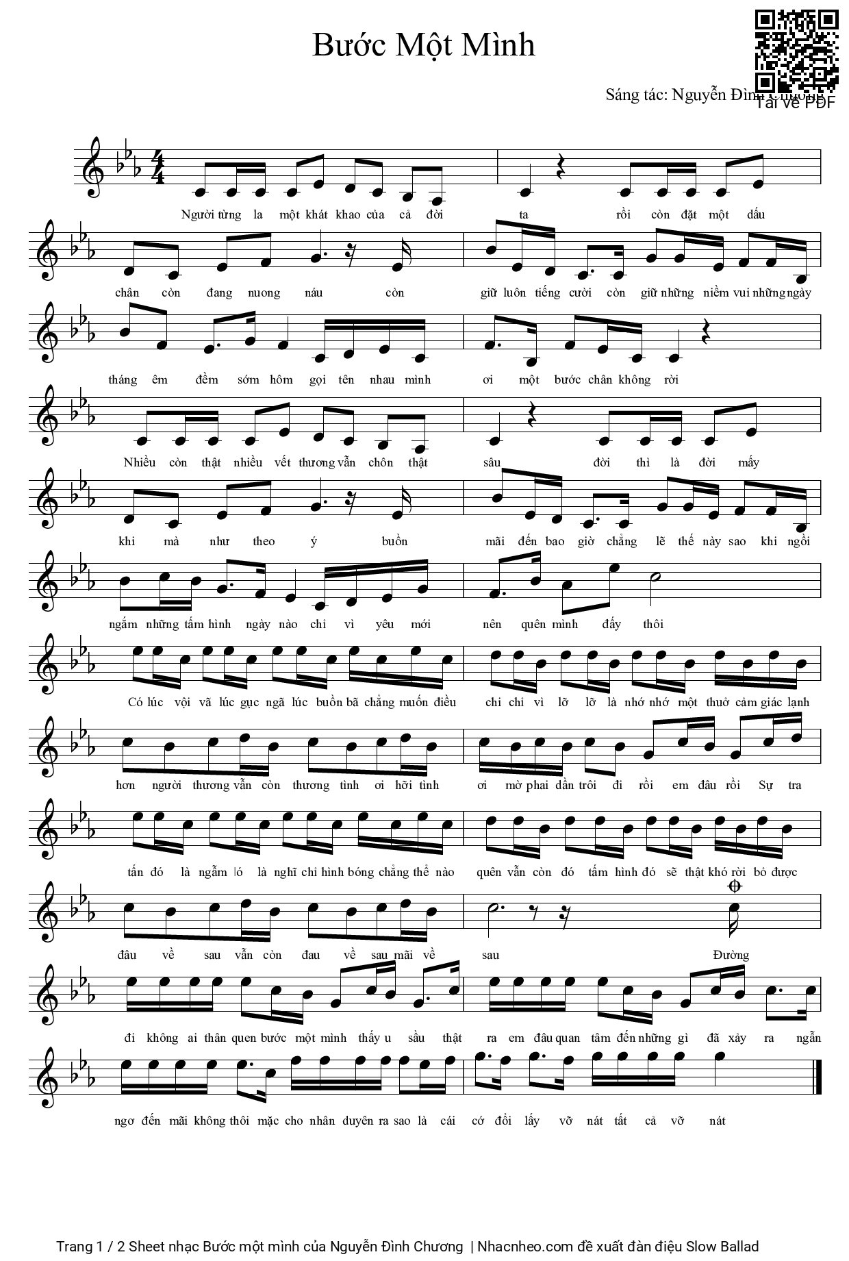 Page 1 of Sheet music PDF Bước một mình - Nguyễn Đình Chương