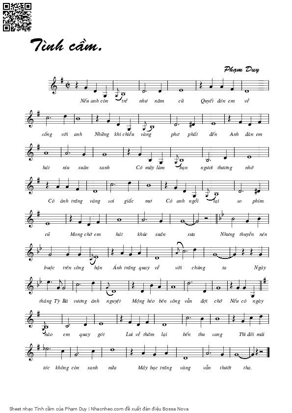 Page 1 of Sheet music PDF Tình cầm - Phạm Duy