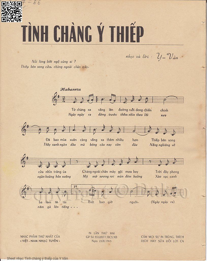 Page 2 of Sheet music PDF Tình chàng ý thiếp - Y Vân