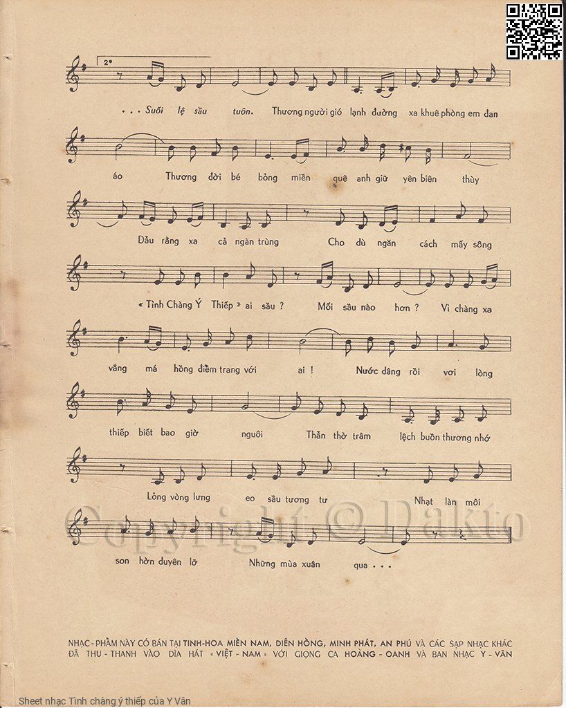 Page 3 of Sheet music PDF Tình chàng ý thiếp - Y Vân