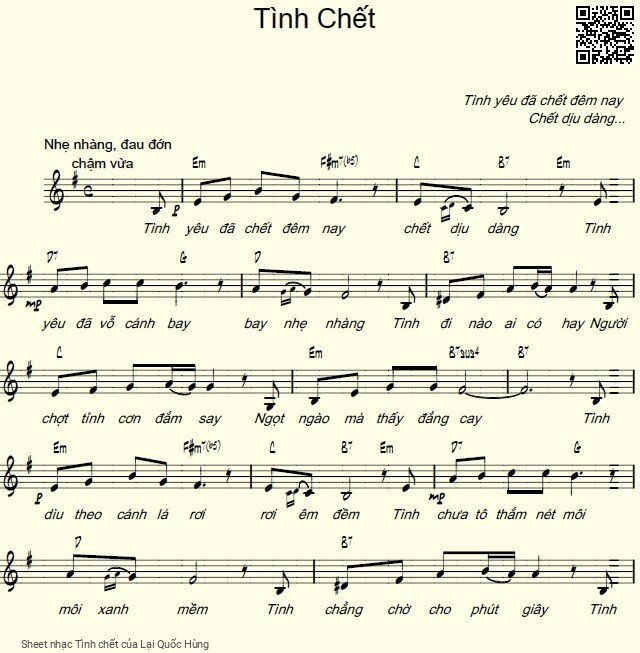 Sheet PDF of Tình chết - Lại Quốc Hùng