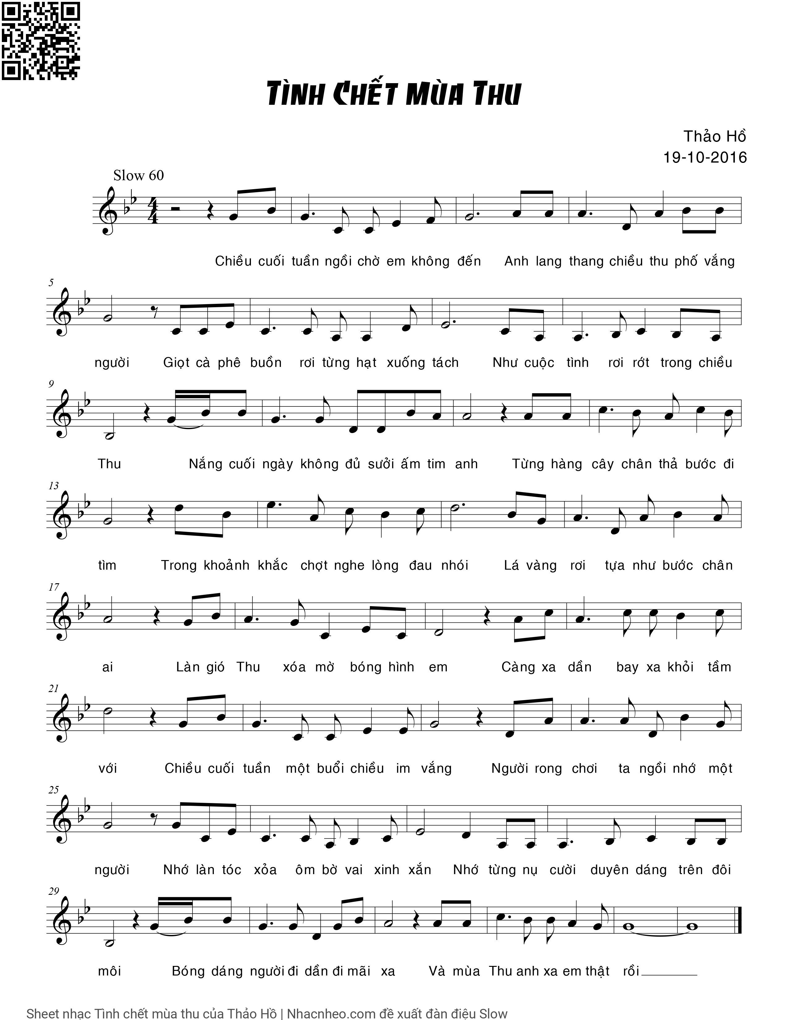 Sheet PDF of Tình chết mùa thu