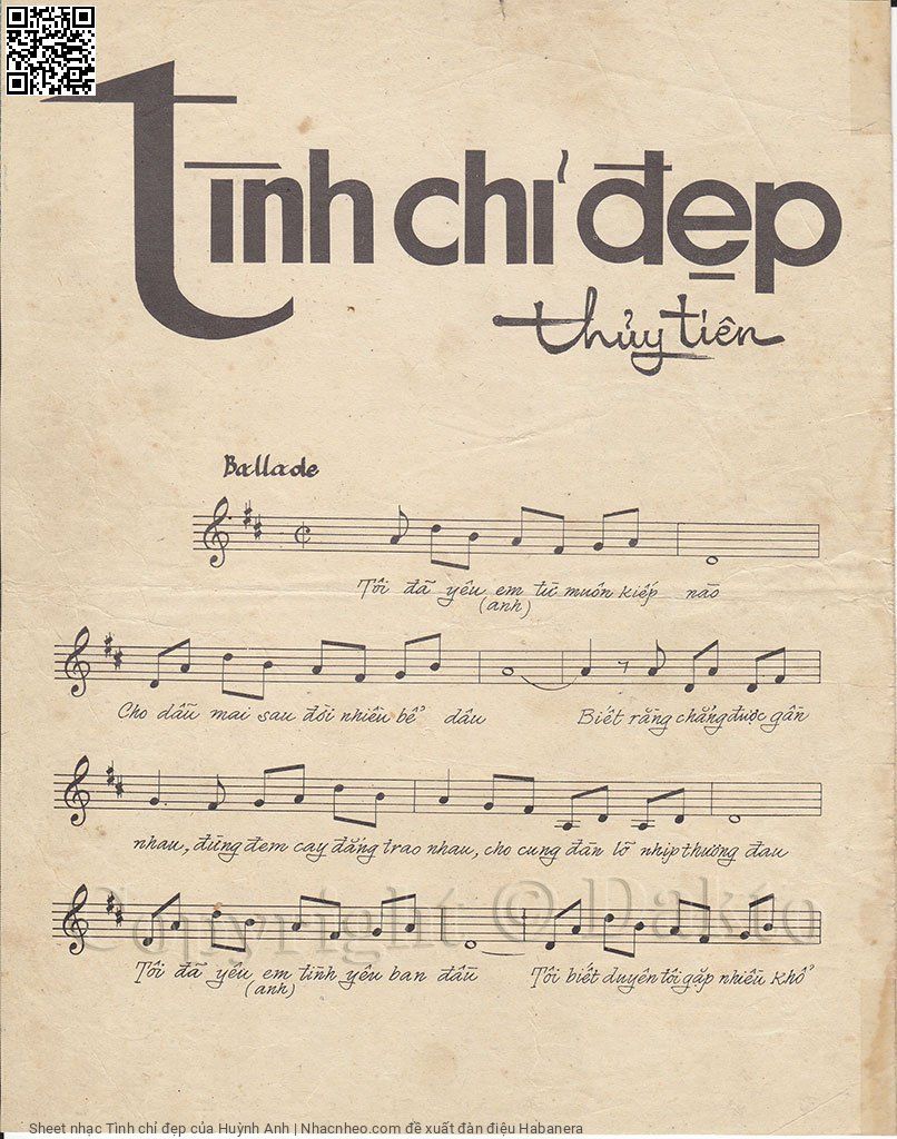 Page 2 of Sheet music PDF Tình chỉ đẹp - Huỳnh Anh