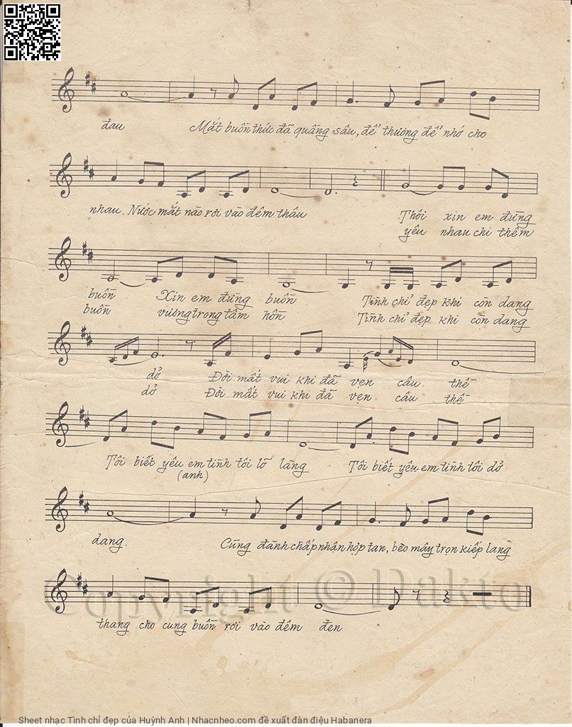 Page 3 of Sheet music PDF Tình chỉ đẹp - Huỳnh Anh