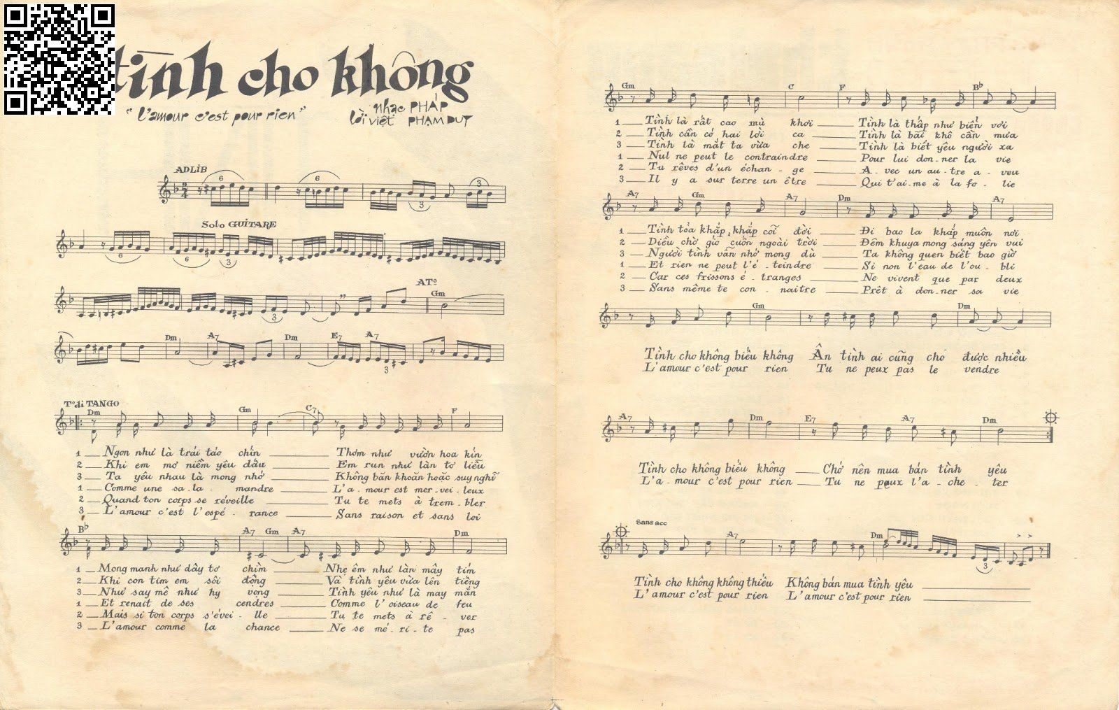 Page 2 of Sheet music PDF Tình cho không (L