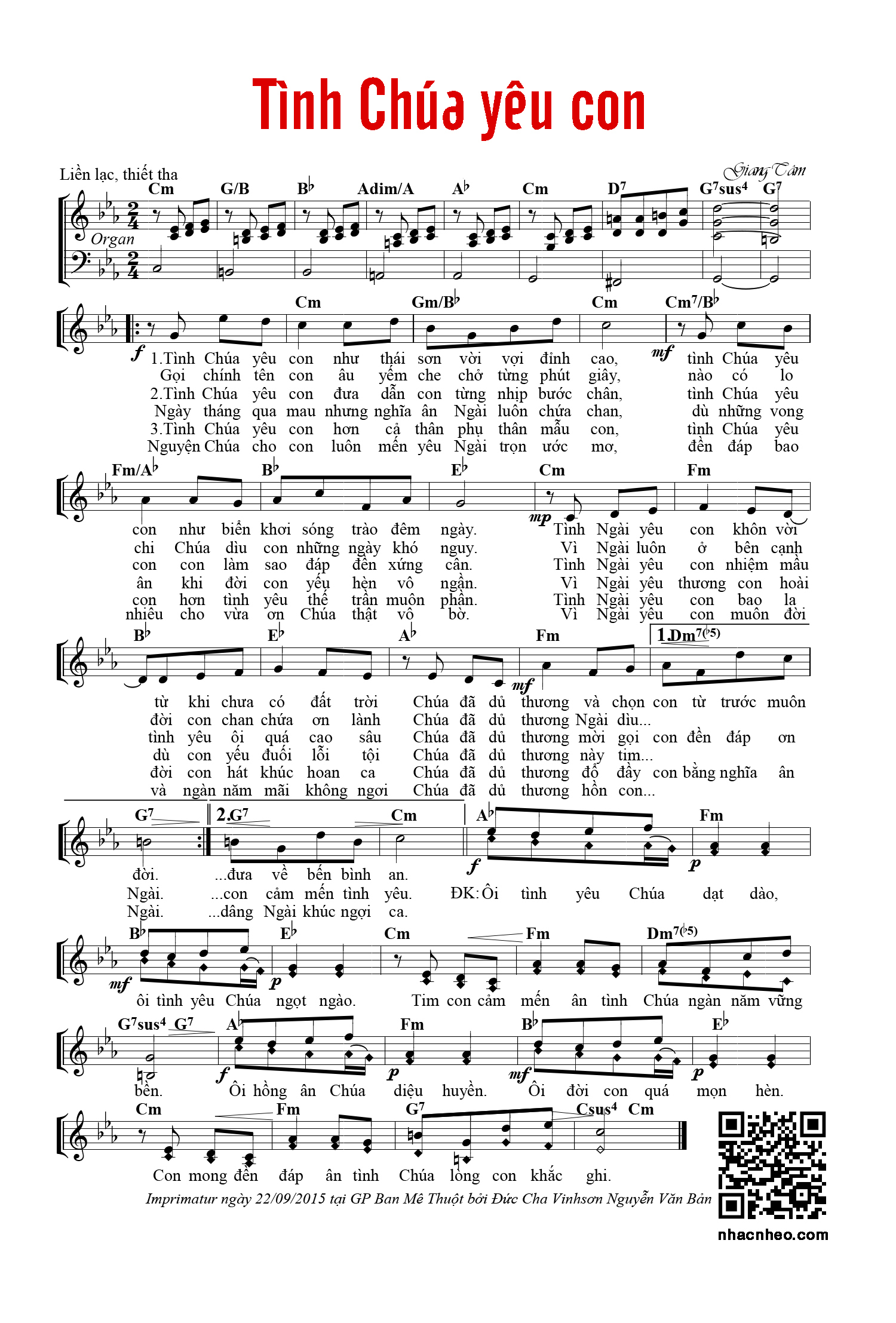 Page 4 of Sheet music PDF Piano Tình Chúa yêu con - Giang Tâm