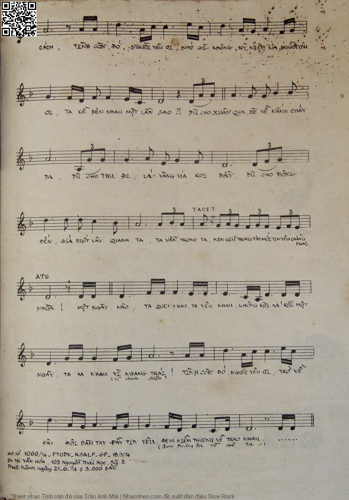 Page 3 of Sheet music PDF Tình còn đó - Trần Anh Mai