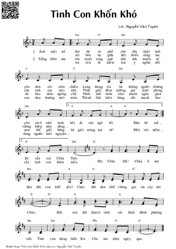 Sheet PDF of Tình con khốn khó