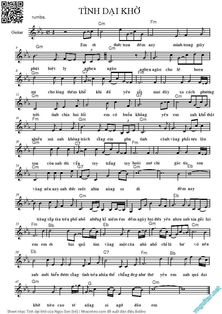 Sheet PDF of Tình dại khờ